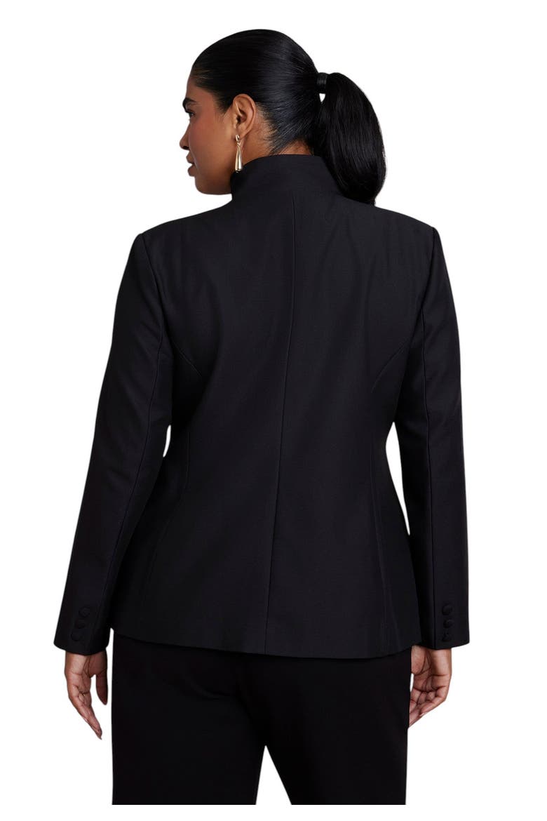 Stand Collar Overlap Blazer (Plus), Alternate, color, BLACK ONYX
