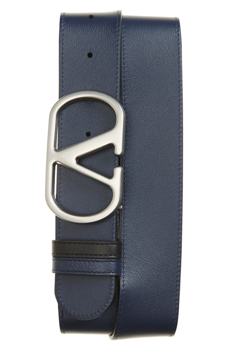 Valentino VLOGO Buckle Reversible Leather Belt, Alternate, color, Black