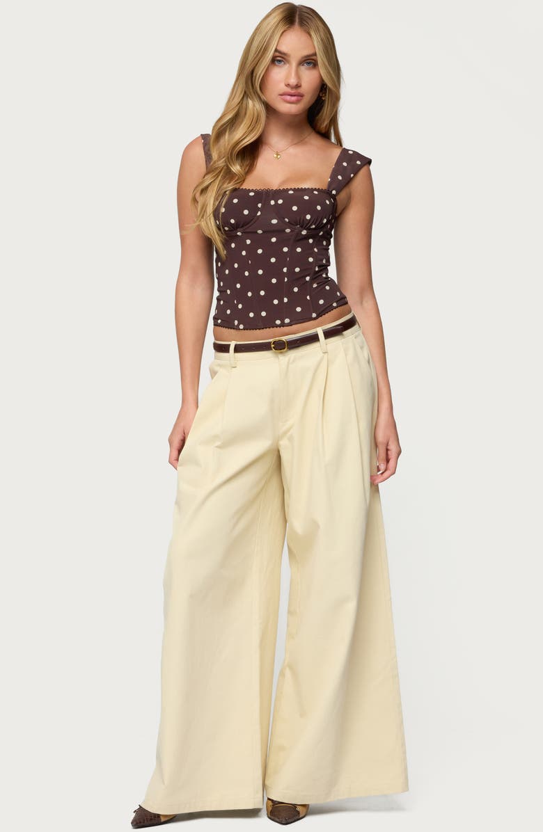 EDIKTED Marcella Polka Dot Mesh Corset Tank, Alternate, color,