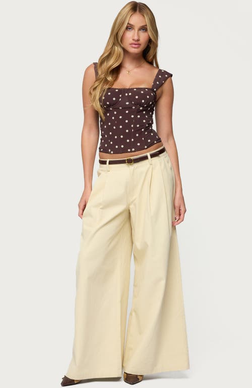 Edikted Marcella Polka Dot Mesh Corset Tank In Brown