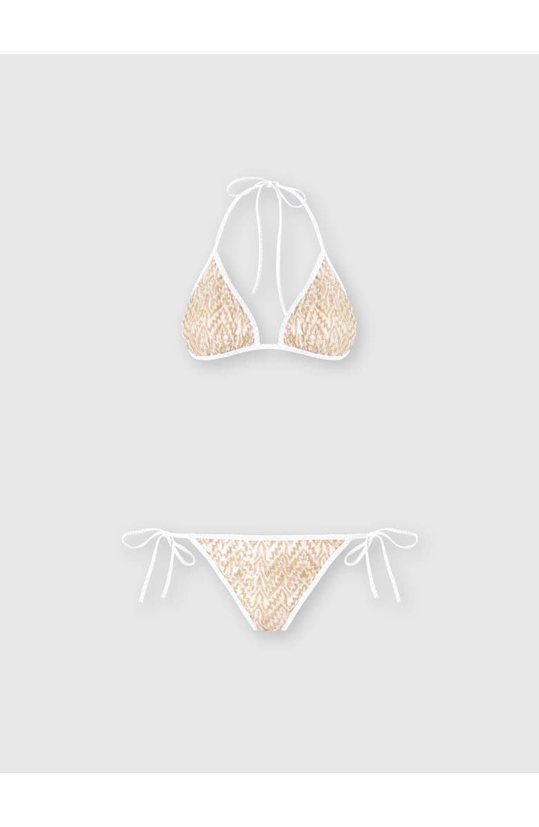 Missoni Bikini In Viscose Lamé With Lace Motif And Sequins, Main, color, Gold& White