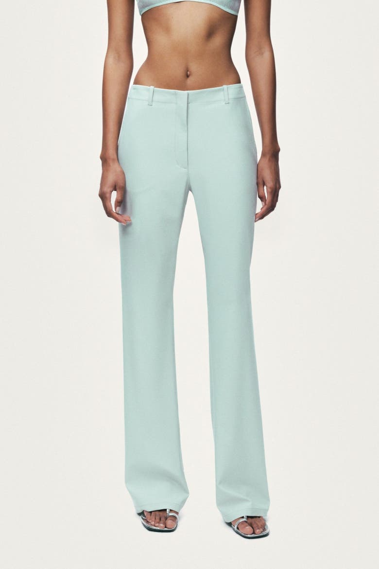 Straight Leg Mid Rise Trousers, Main, color, Mint Green