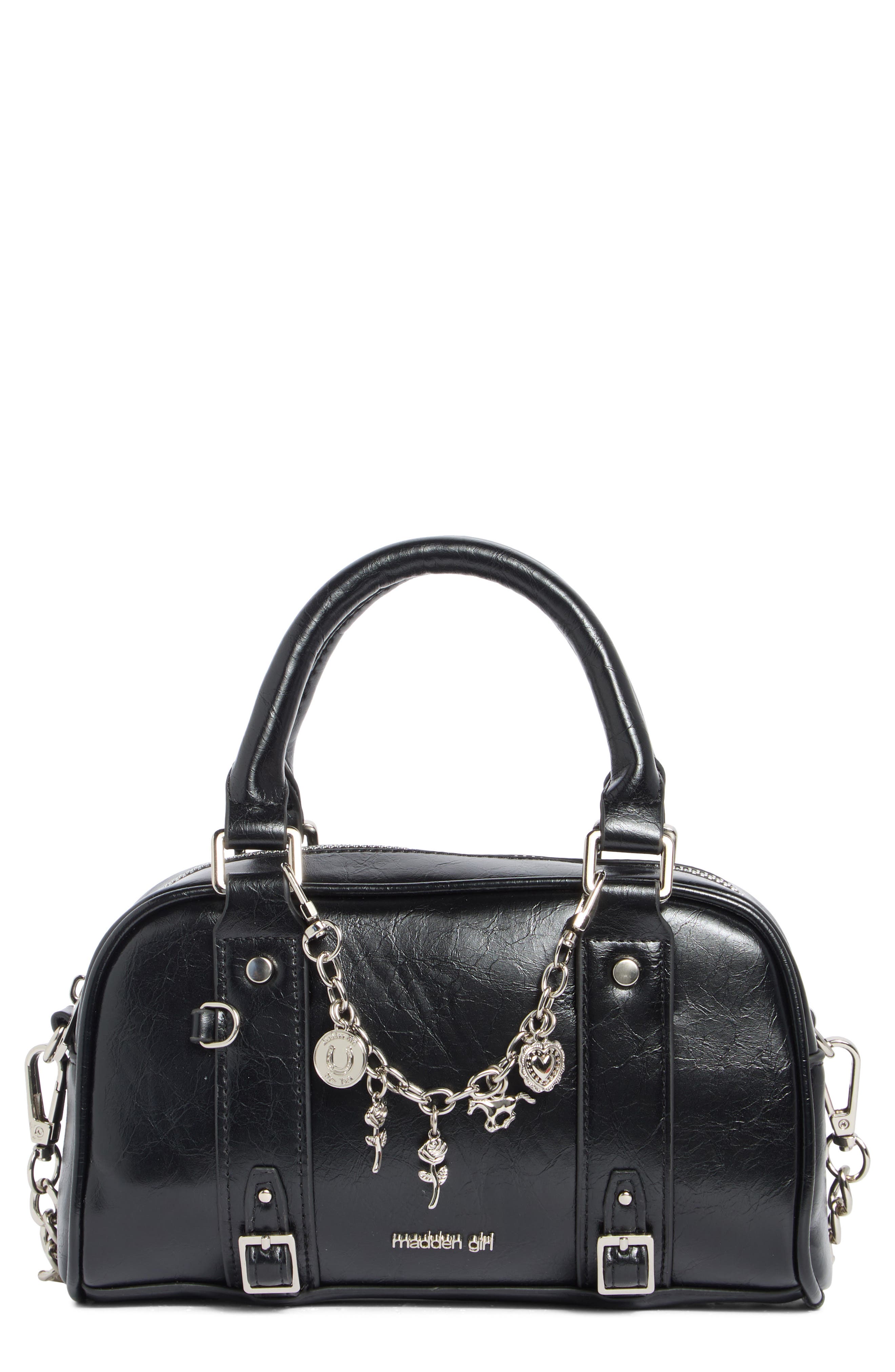 Madden Girl Kids' Crinkle Faux Leather Bowler Bag