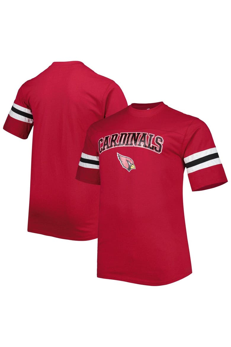 Men's Cardinal Arizona Cardinals Big & Tall Arm Stripe T-Shirt, Main, color, Cardinal