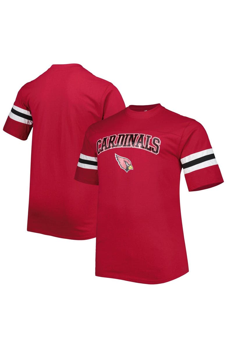 PROFILE Men's Cardinal Arizona Cardinals Big & Tall Arm Stripe T-Shirt, Main, color, Cardinal