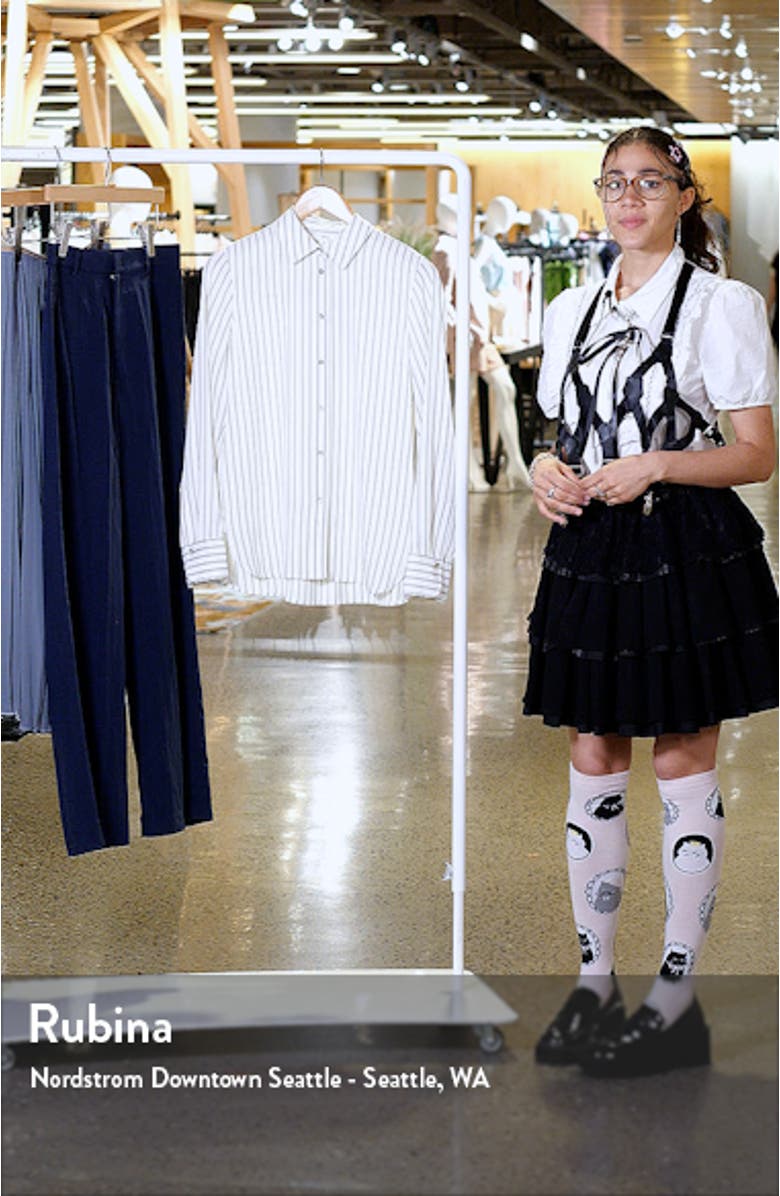 Stripe Stretch Silk Button-Up Shirt, sales video thumbnail