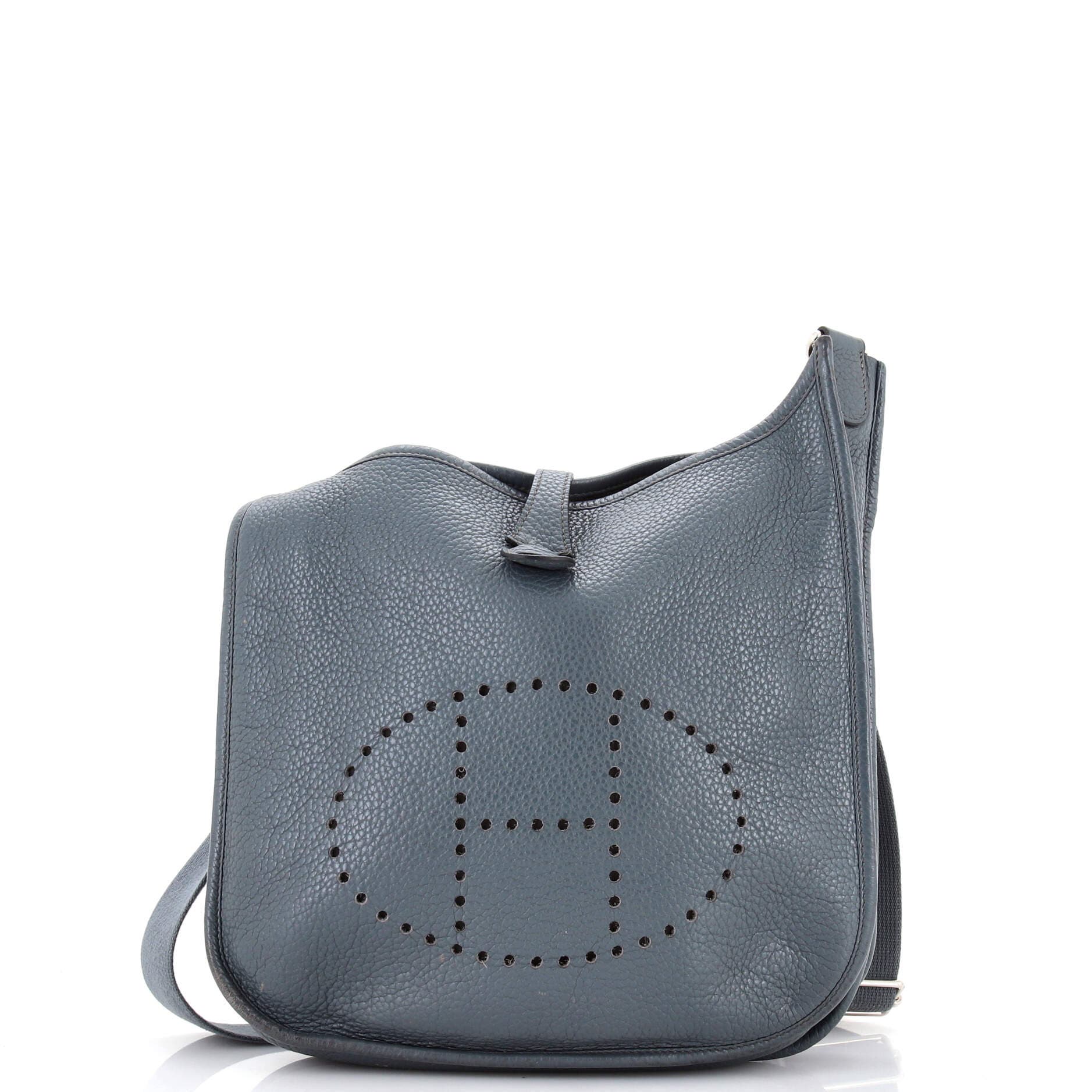 Pre-Owned Hermes Evelyne Bag Gen II Epsom PM, Main, color, Bleu Orage
