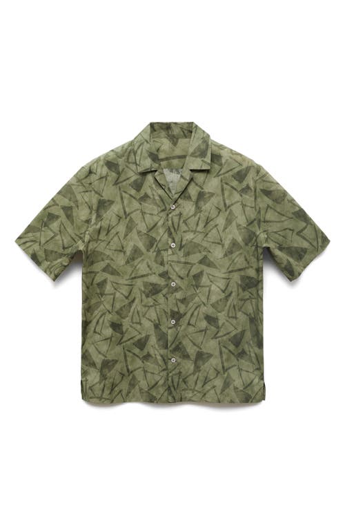 Mango Abstract Print Camp Shirt In Green