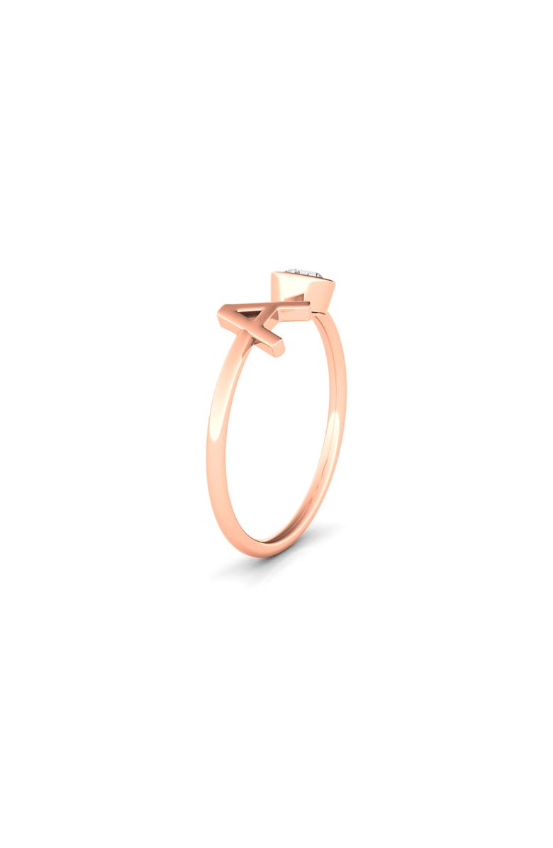 HauteCarat Letter Lab Created Diamond 18K Rose Gold Ring, Alternate, color, 18K Rose Gold - A
