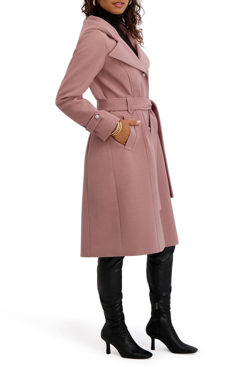 Kensie Belted Plush Trench Coat, Alternate, color, Mauve