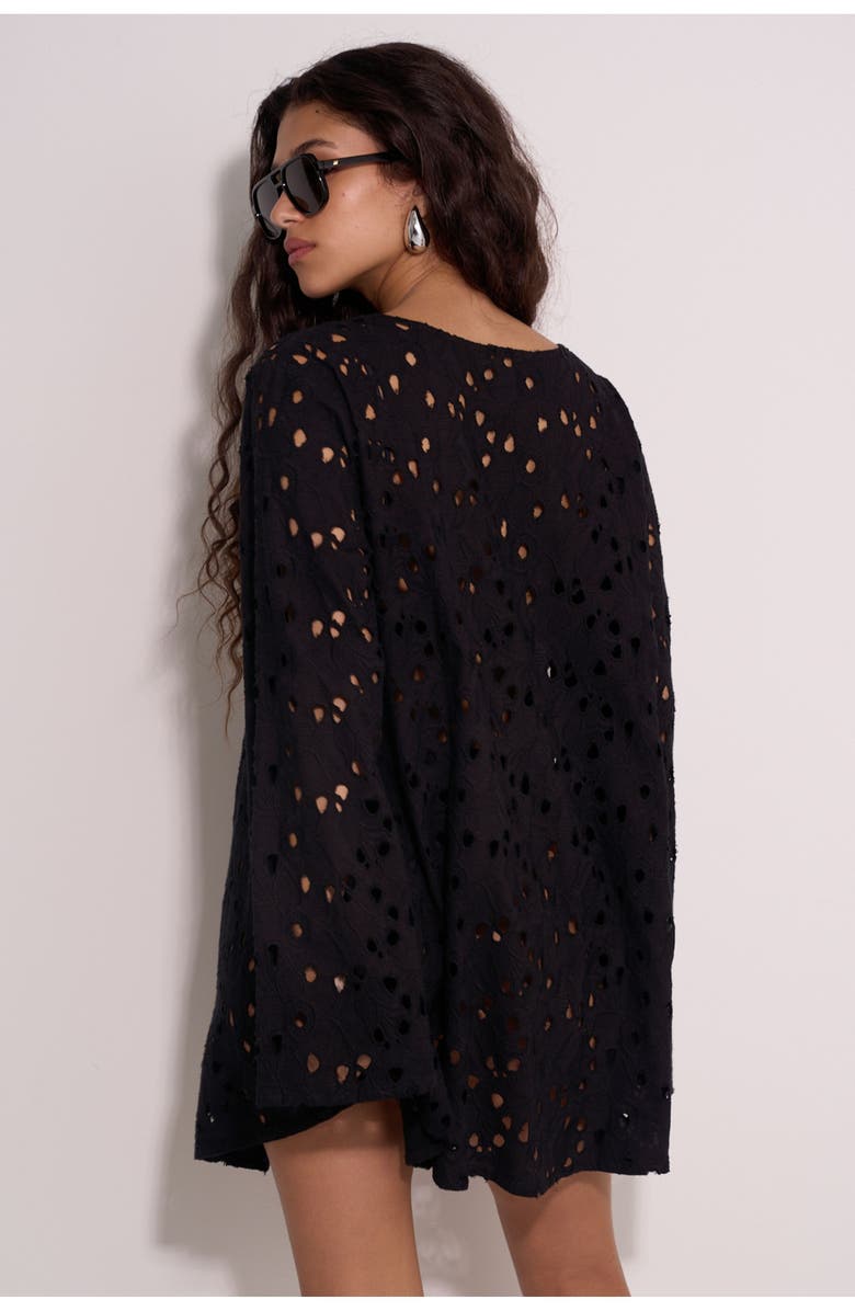 Gottex Beach Life Coastal Lace Mini Dress Cover-Up, Alternate, color, Black