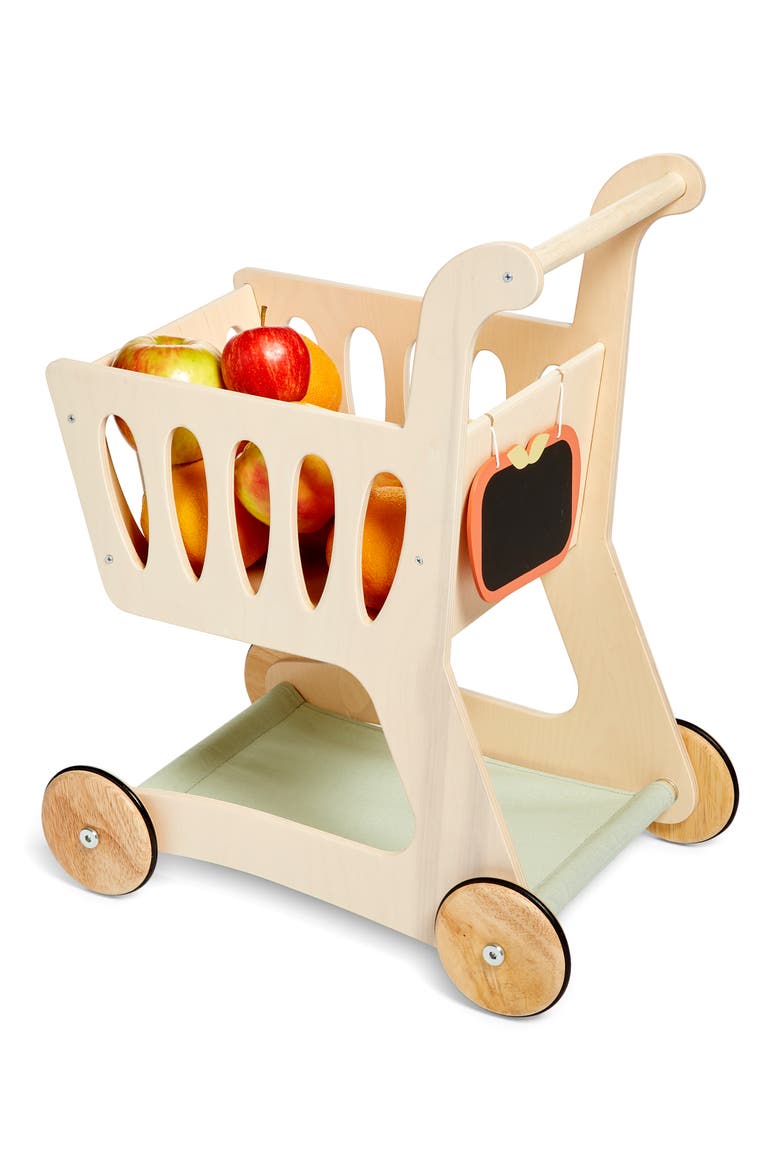 Wooden Play Shopping Cart, Alternate, color, MULTI