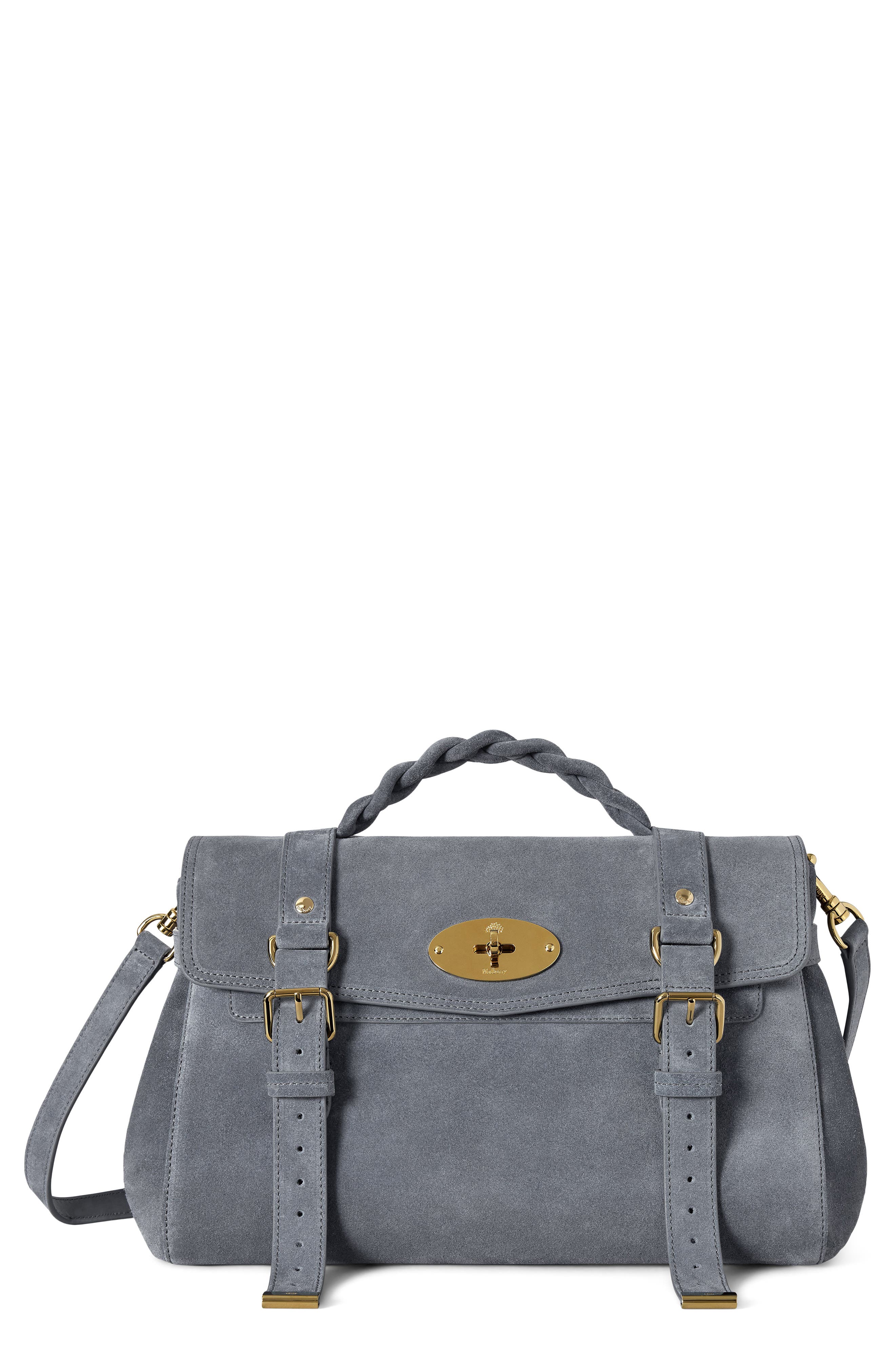 Alexa Suede Satchel, Main, color, FOGGY GREY