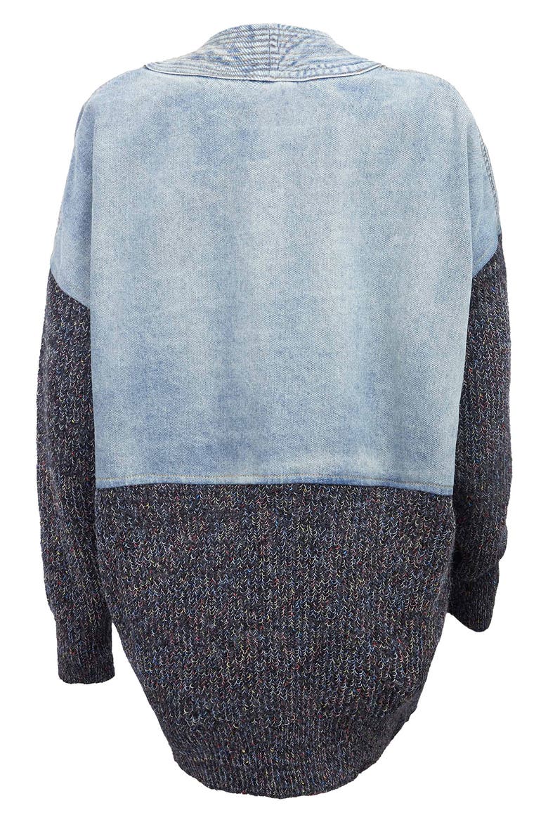 Mixed Media Denim Cardigan, Alternate, color, BLUE