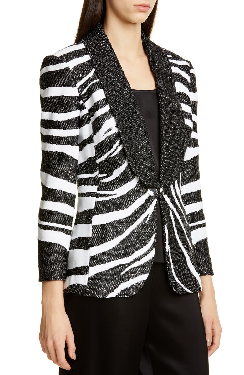 St. John Collection Sequin Zebra Jacquard Knit Jacket, Alternate, color, 