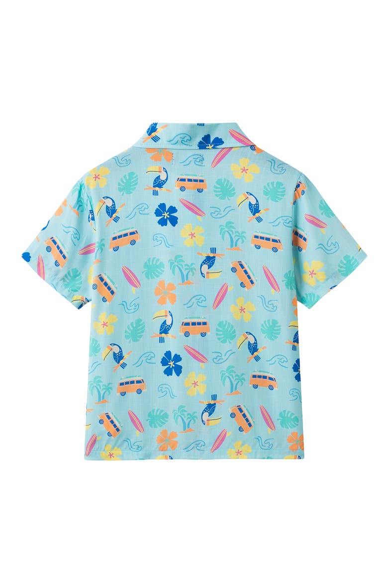 Kids' Short Sleeve Button-Up Shirt & Shorts Set, Alternate, color, AQUA BEACH