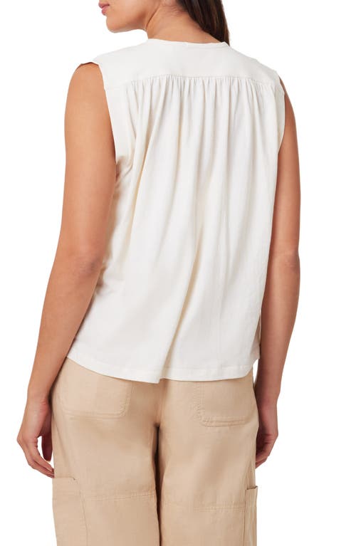 Scotch & Soda Split Neck Cotton Top In Soft Ice