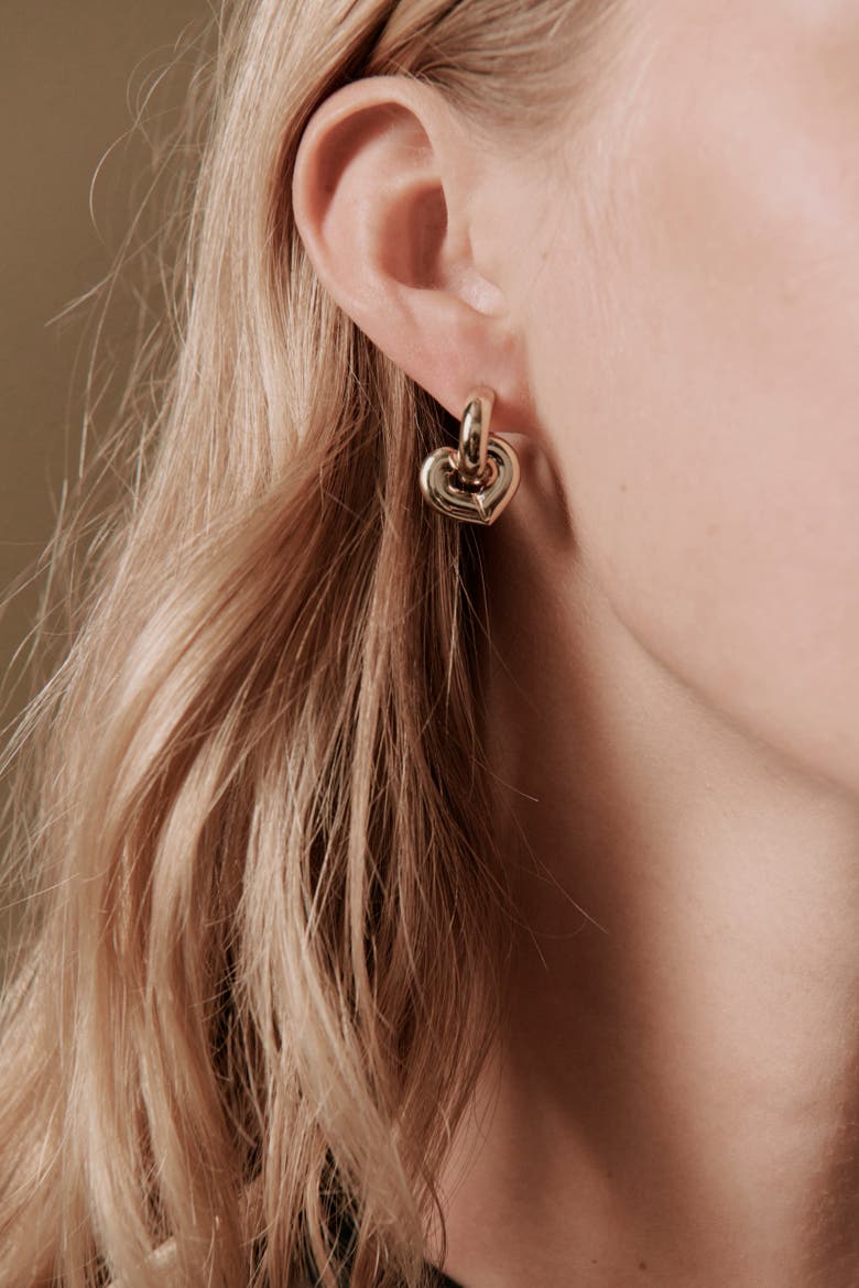 Eloise Chunky Heart Hoops, Alternate, color, Recycled Gold Vermeil