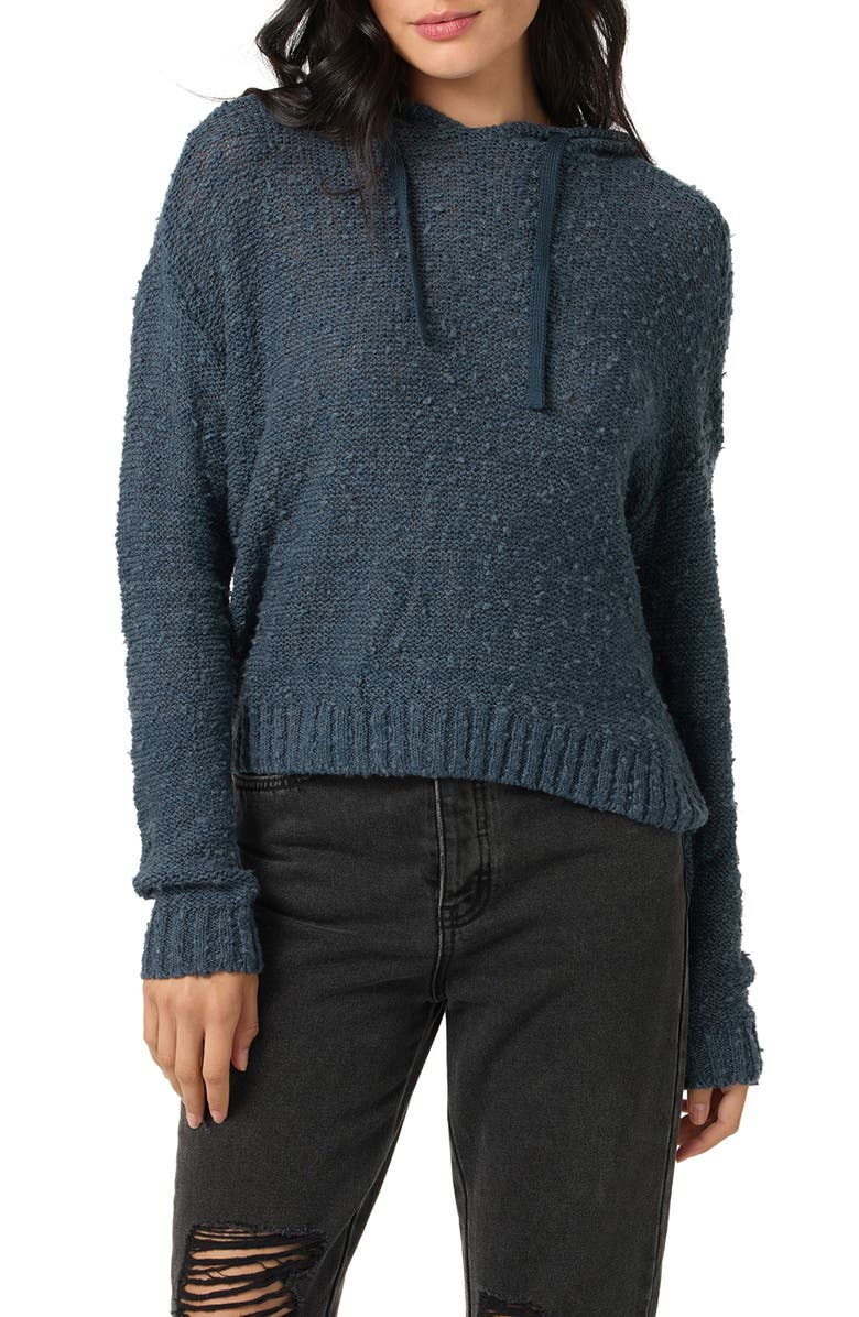 O'Neill Jayne Cotton Blend Slub Hoodie, Main, color, Slate