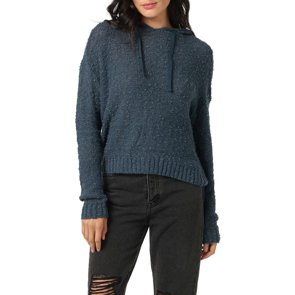 O'neill Jayne Cotton Blend Slub Hoodie In Blue