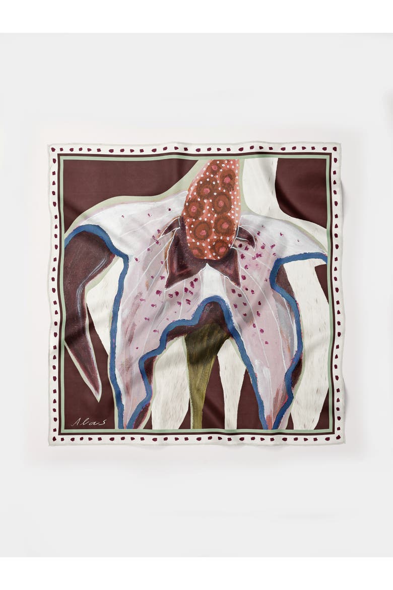 Hand Rolled Floral Print Silk Scarf, Alternate, color, Print 'the Botanists Gift'