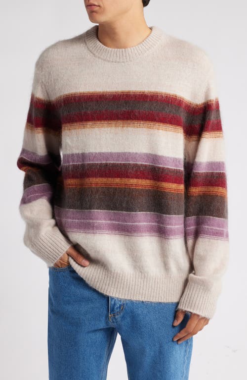 Wax London Wilde Stripe Wool & Mohair Crewneck Sweater in Oatmeal Multi 