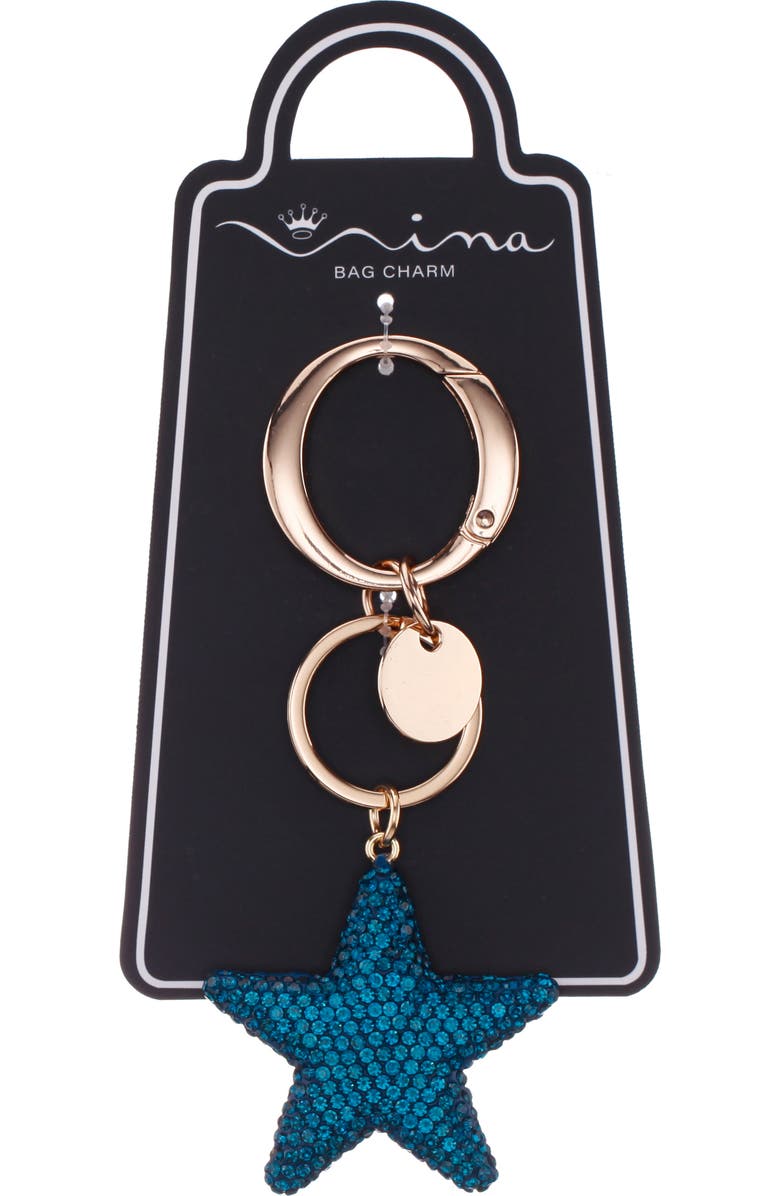 Nina Crystal Embellished Star Bag Charm, Alternate, color, Blue