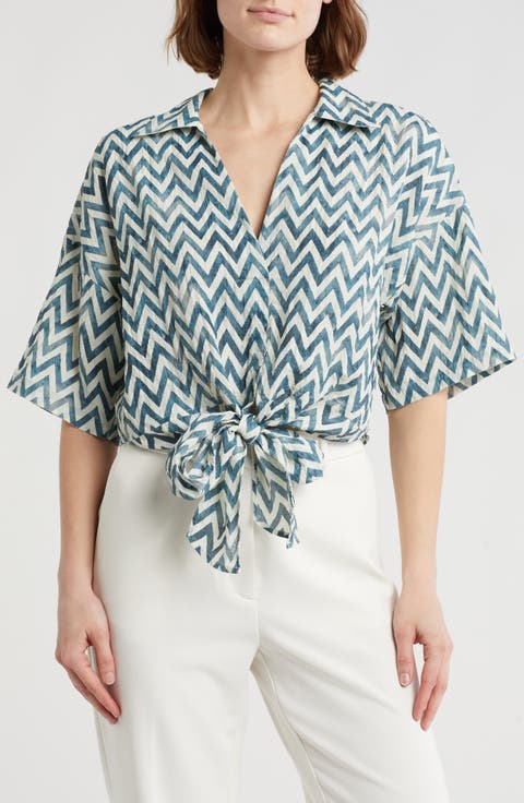 Short Sleeve Tie Front Top