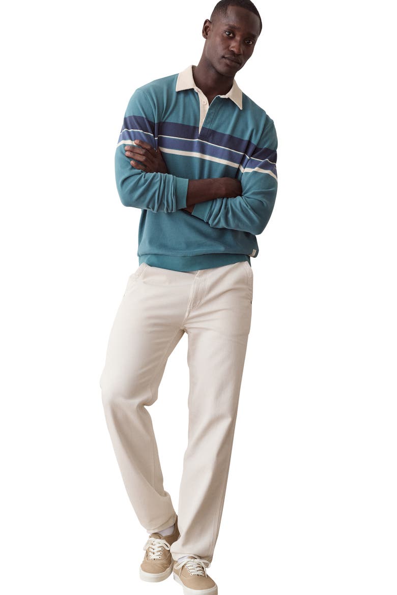 Stripe Organic Cotton Rugby Polo, Alternate, color, HYDRO