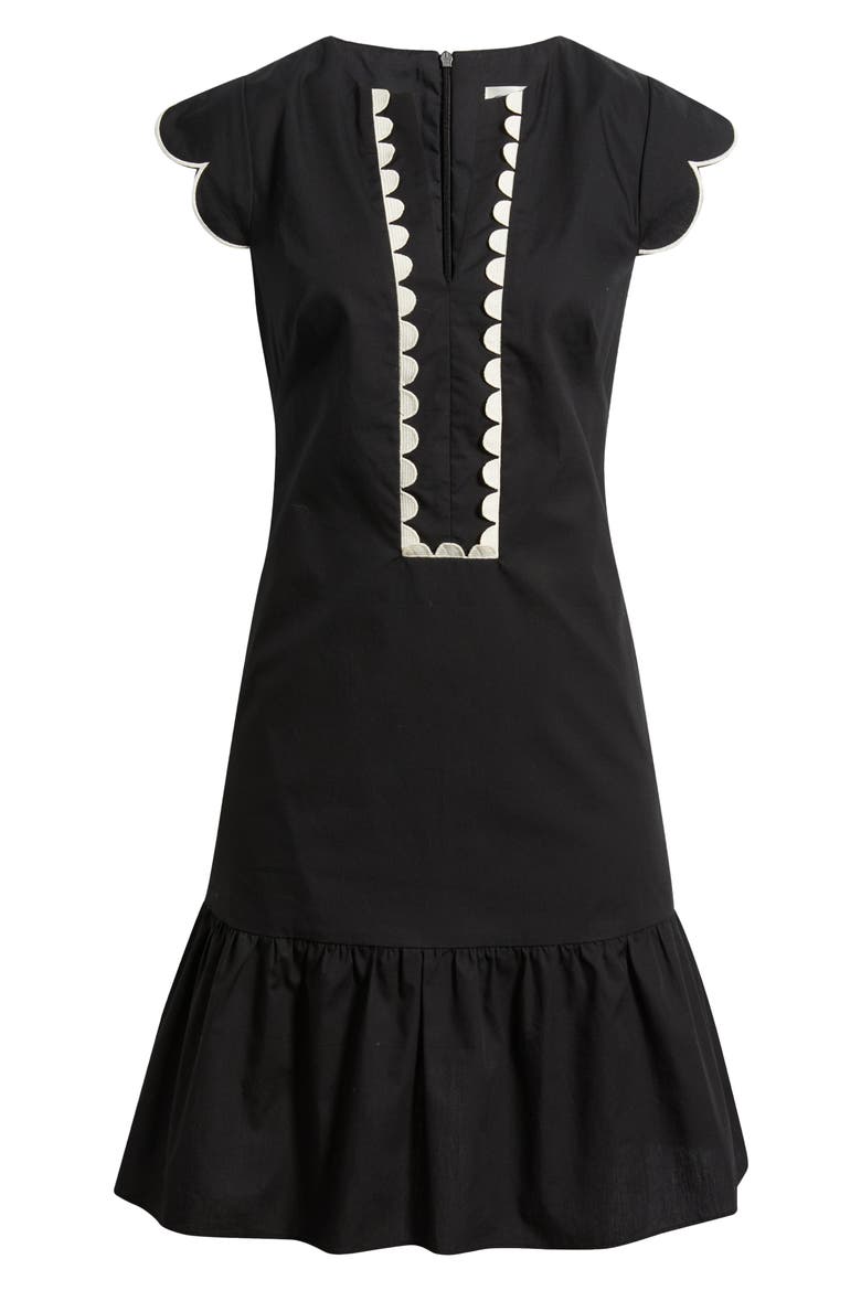 Scallop Ruffle Hem Dress, Alternate, color, BLACK NATURA