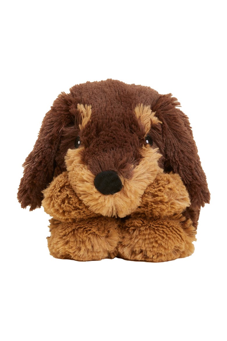 Dachshund Plush Neck Wrap, Alternate, color, Brown
