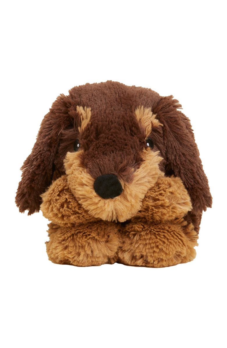 Warmies Dachshund Plush Neck Wrap, Alternate, color, Brown