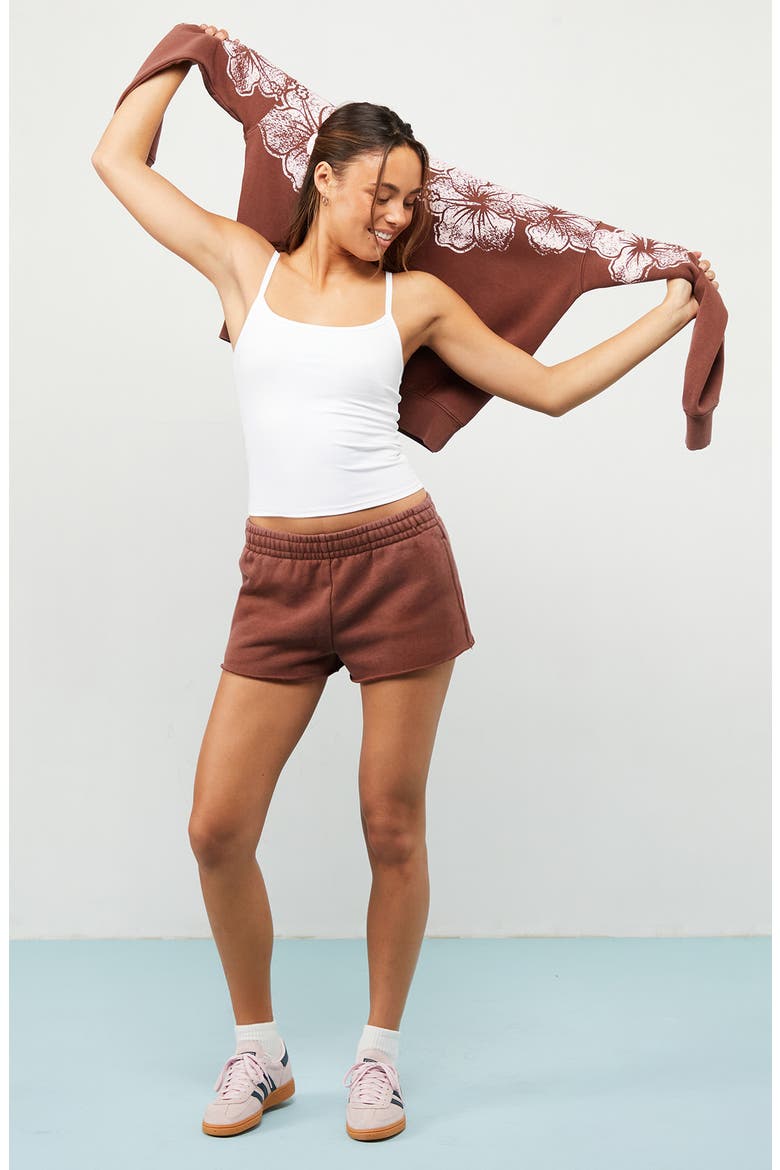 Hibiscus Core Micro Shorts, Alternate, color, BROWN
