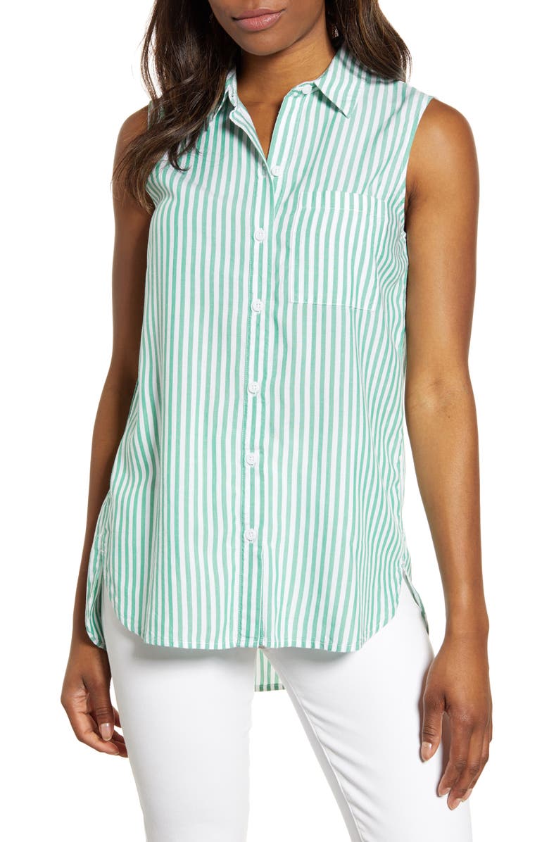 beachlunchlounge Ana Sleeveless Stripe Shirt, Main, color, 