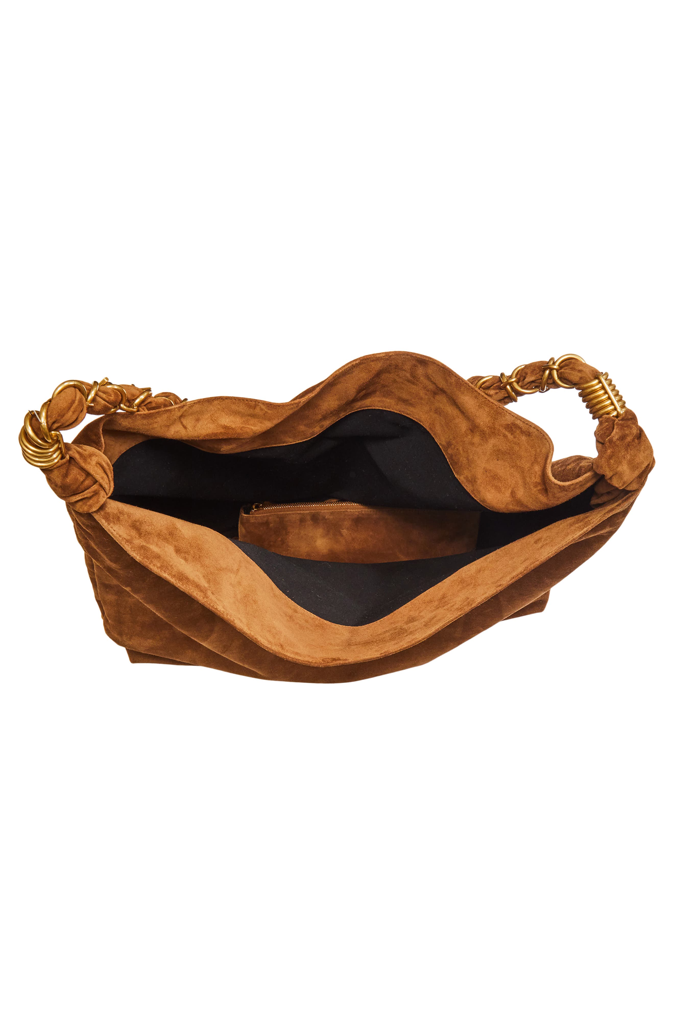 Saint Laurent Amalia Suede Shoulder Bag, Alternate, color, 2916 Orange Caramel Cogn