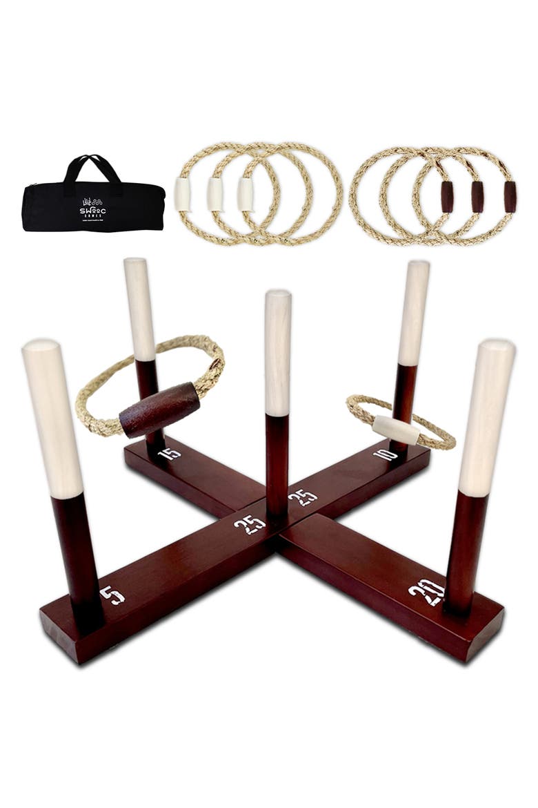 Premium Rustic Ring Toss Outdoor Game, Main, color, Brown