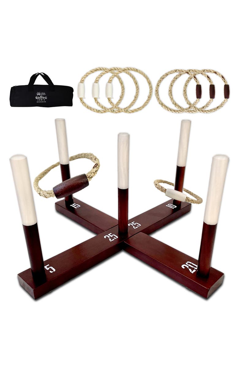 Swooc Games Rustic Ring Toss Outdoor Game, Main, color, Brown