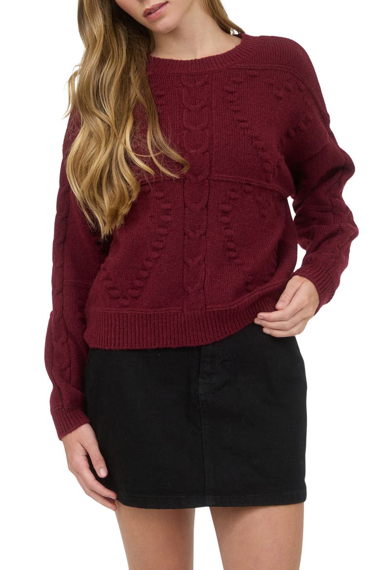 Pompom Sweater, Main, color, BURGUNDY