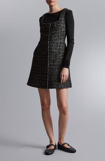 & Other Stories Sleeveless Tweed Dress In Black Dark