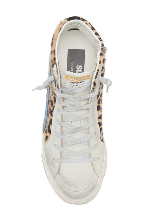 Golden Goose Slide Leather & Suede High-top Sneaker In Leopard/ice/ocean
