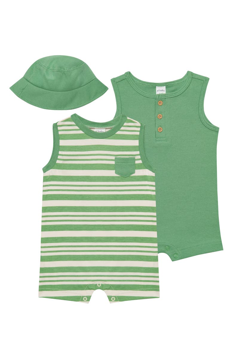 PL Baby by Petit Lem 3-Piece Romper & Hat Set, Main, color, 
