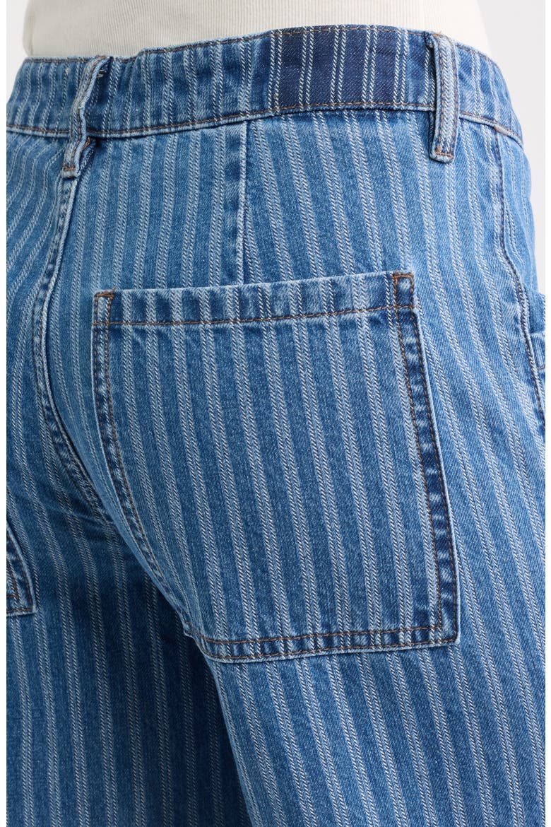 Striped Jacquard Wide Leg Cargo Jeans, Alternate, color, LIGHT WASH