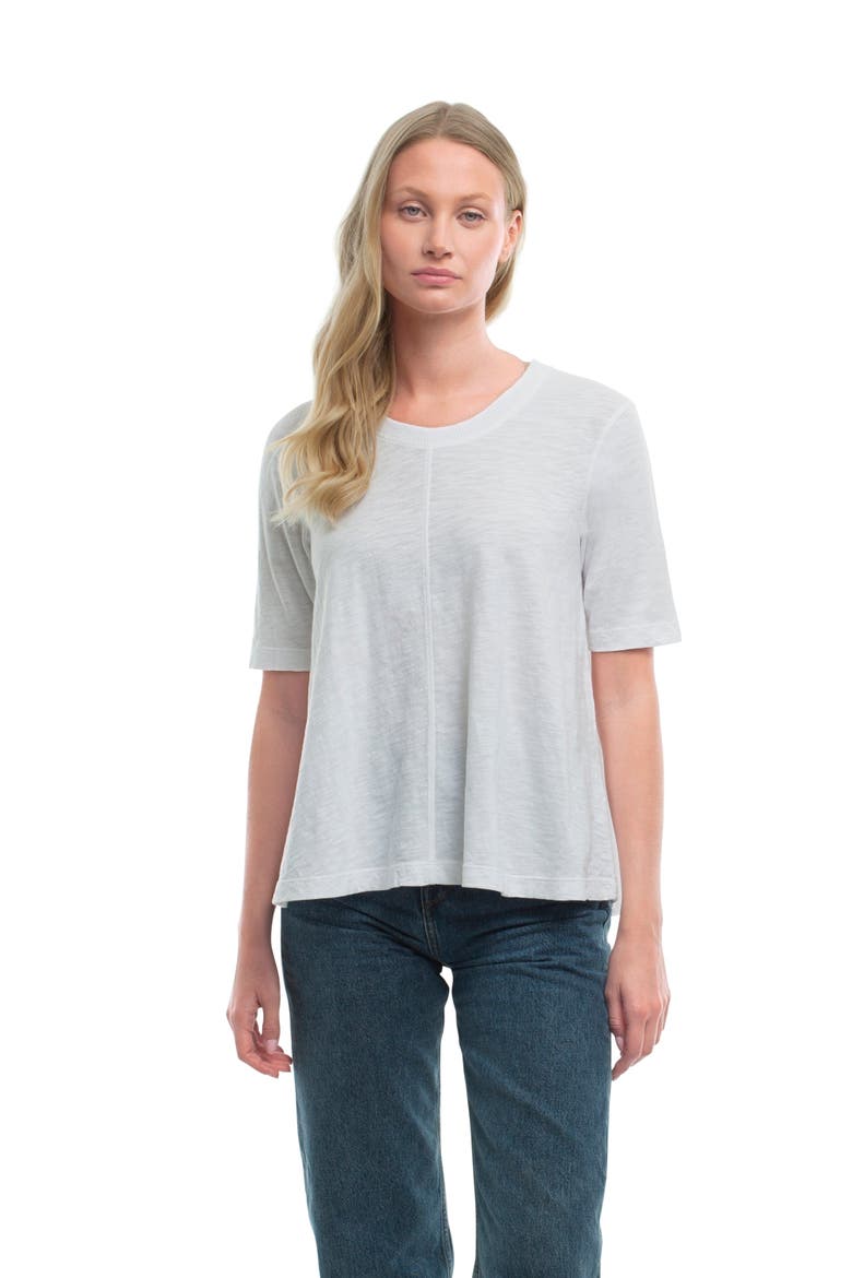 Elbow Sleeve Trapeze Top, Main, color, White