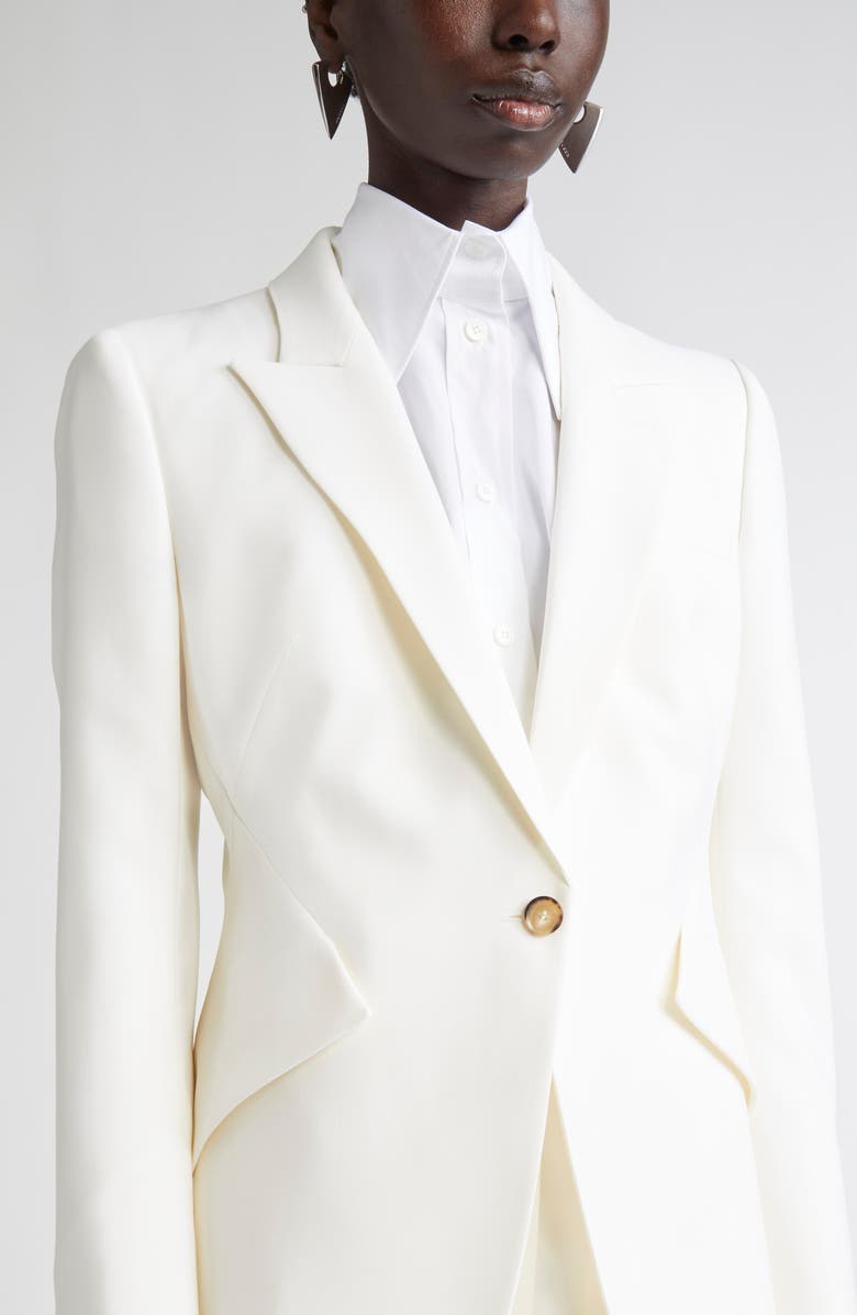 McQueen Single Breasted Wool Martingale Blazer, Alternate, color, Bone