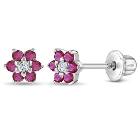 Cubic Zirconia Cluster Flower Earrings