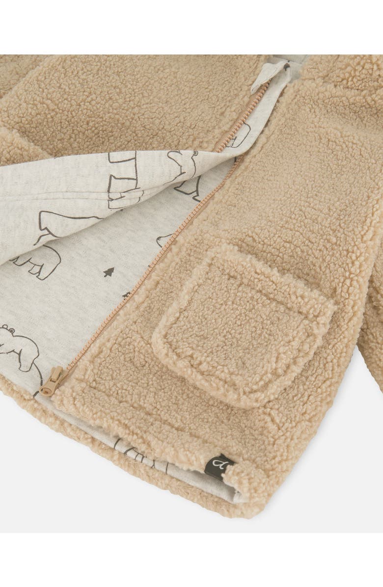 Deux par Deux Baby Boy's Soft Fleece Hooded Zip Jacket Sand, Alternate, color, 