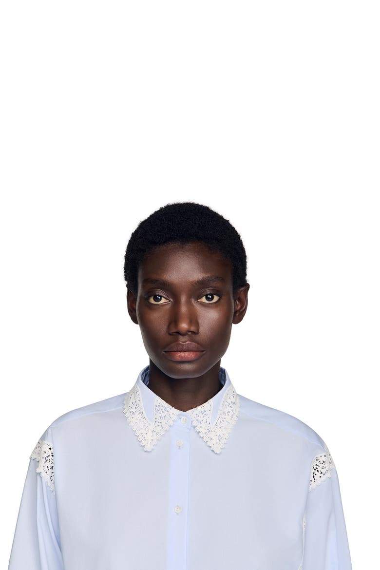 Lace detail shirt, Alternate, color, Sky blue