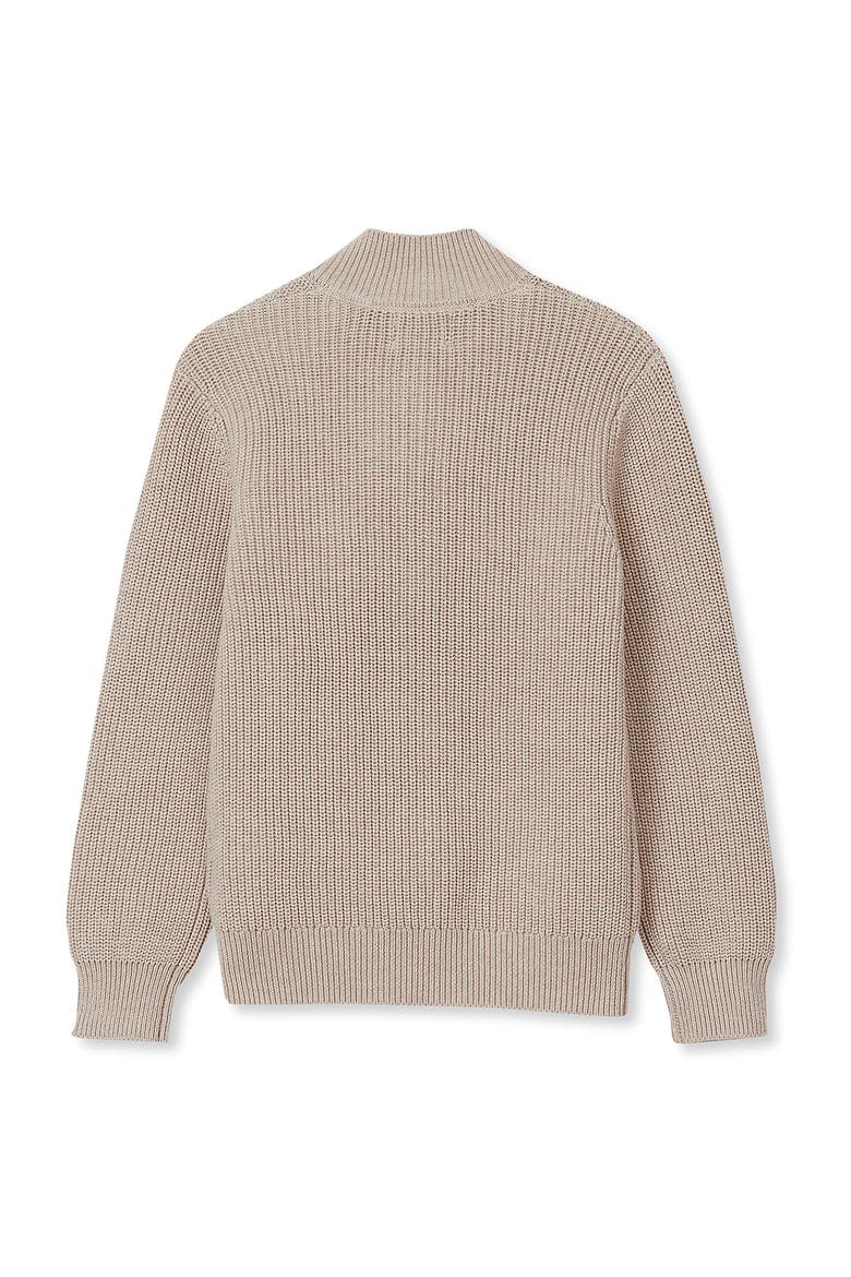 Boys Quarter Zip Chunky Sweater, Alternate, color, Oatmeal Heather
