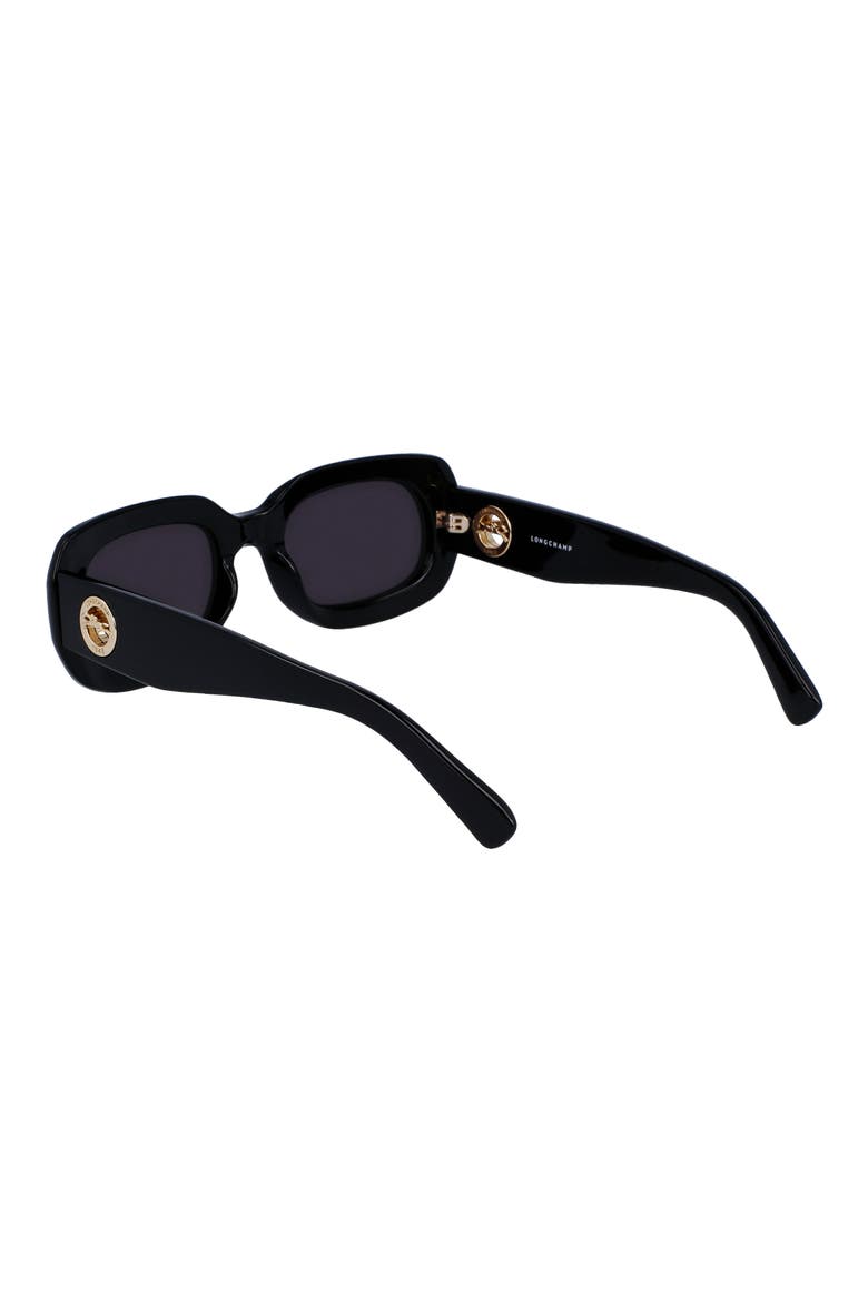 Medallion 52mm Rectangular Sunglasses, Alternate, color, BLACK