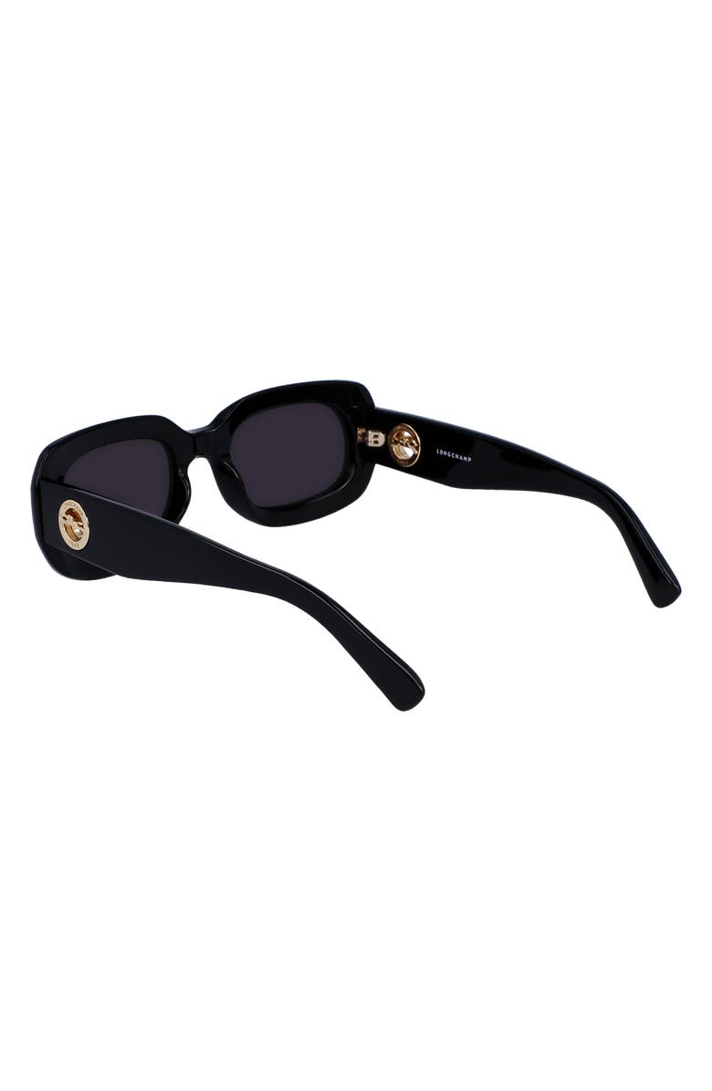 Longchamp Medallion 52mm Rectangular Sunglasses, Alternate, color, Black